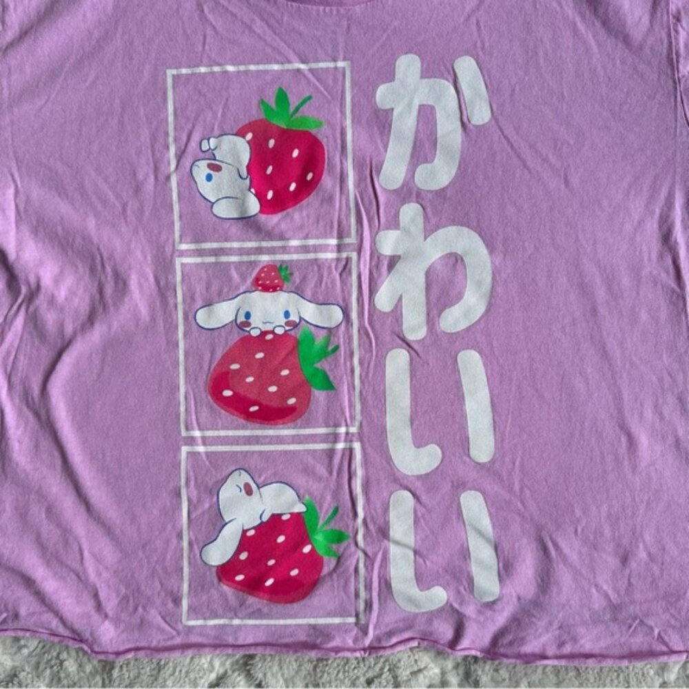 Cinnamoroll | Cropped Strawberry Kawaii Graphic T-Shirt | Size Large - Picture 5 of 10